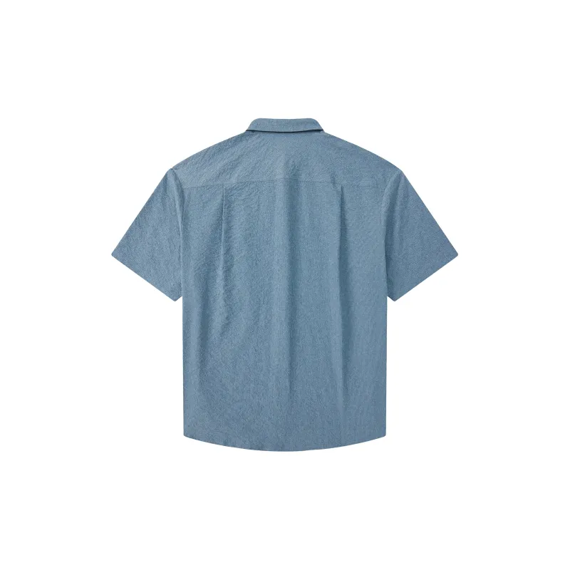 A.B.X Hidden Placket Lapel Shirt Short Sleeved Men's-5