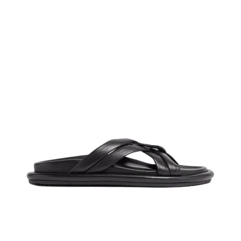 Moncler Bell Crossover-strap Leather Slides-1