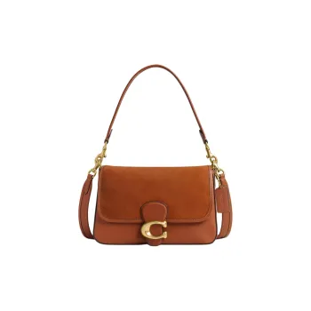 COACH Soft Tabby Smooth Leather Suede Bonded Handbag Shoulder Bag Women's Brass With Polished Amber