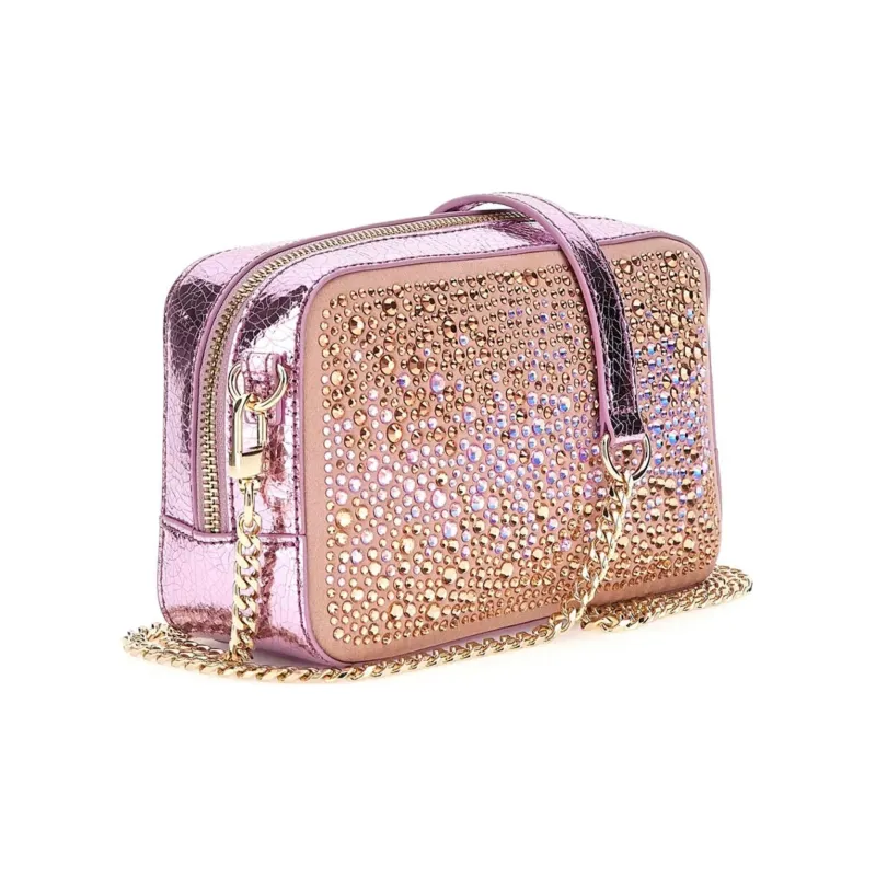 GUESS Faux Leather Crossbody Bag Mini Women's Pink Gold-1