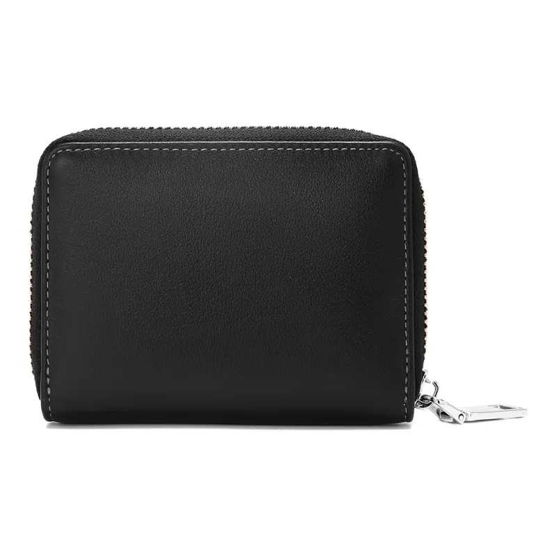 MEXICAN Cow Leather Coin Purse, Card Holder Mini Unisex Black-3
