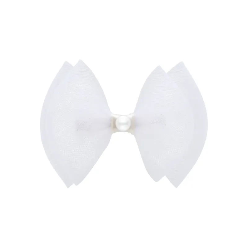 ROYALSASA Silk Chiffon, Faux Pearl Hair Clips Women's-0