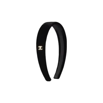 CHANEL Headbands Velour Headbands Women's Black
