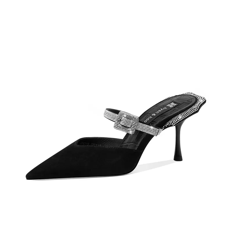 Hoov Wrap-toe Slippers 8cm Women's Hepburn Black-1