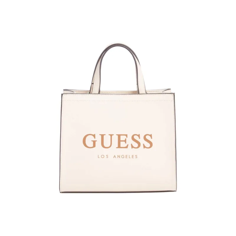 GUESS Genuine Leather Tote Bag Shopping Bag Handbag Mini Women's Ecru-0