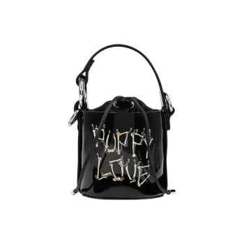 Vivienne Westwood DAISY Patent Leather With Leather Bucket Bag, Shoulder Bag, Crossbody Bag, Handbag Mini Women's Black