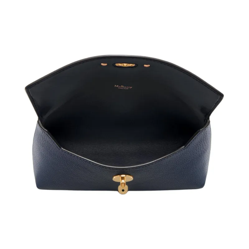 Mulberry Darley Grained Cow Leather Makeup Bag Small Size Women's Navy-3