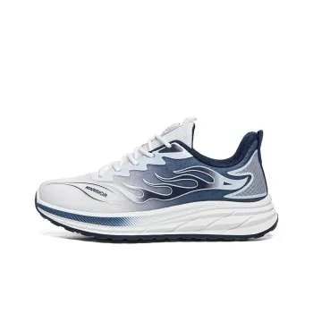 Warrior Running Shoes Wear resistant And Lightweight Low Top Casual Shoes Men's White Dark Blue