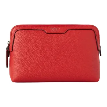 Mulberry Grained Leather Makeup Bag Small Size Women's Mauve Red