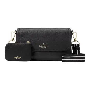 Kate Spade Eggstone Grain Leather Shoulder Bag Crossbody Bag Women's Black