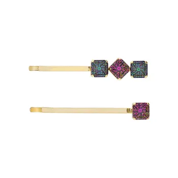 ROYALSASA Alloy Faux Crystal Hair Clips Women's