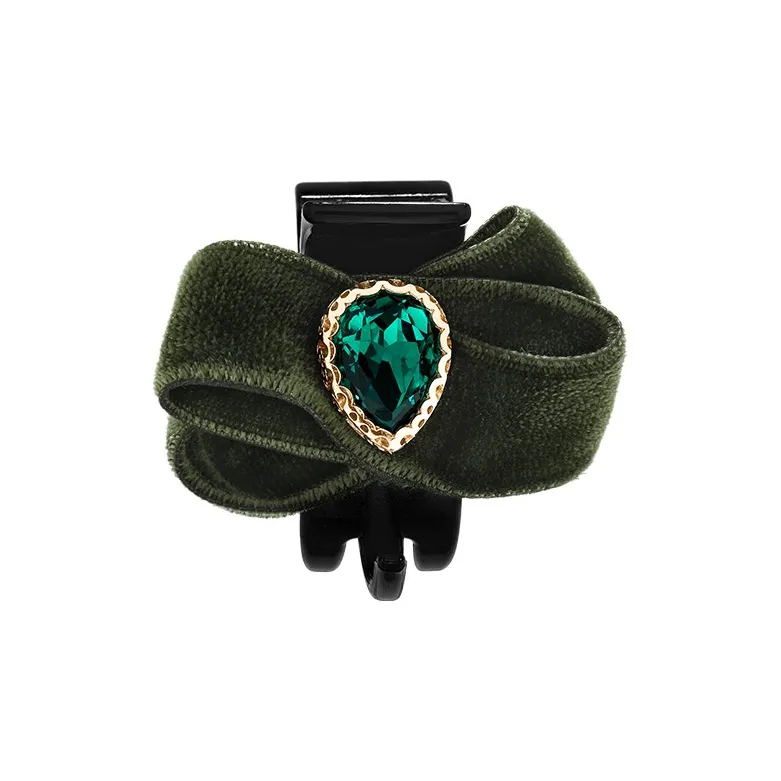 ROYALSASA Velor Imitation Crystal Acrylic Bottom Grip Hair Clips Women's-0