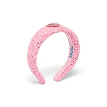 PRADA Triangle logo Raffia Headband