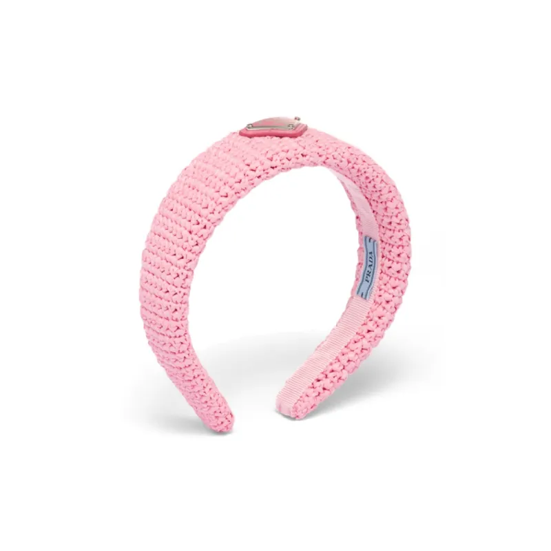 PRADA Triangle logo Raffia Headband-0