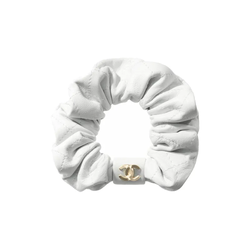 CHANEL Lambskin Metal Hair Tie Women's White-0