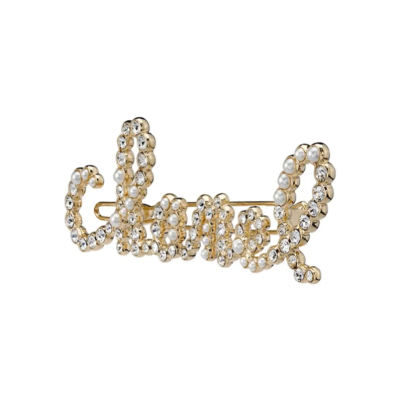 CHANEL 2021 Faux pearl Logo lettering Hair Barrette-0