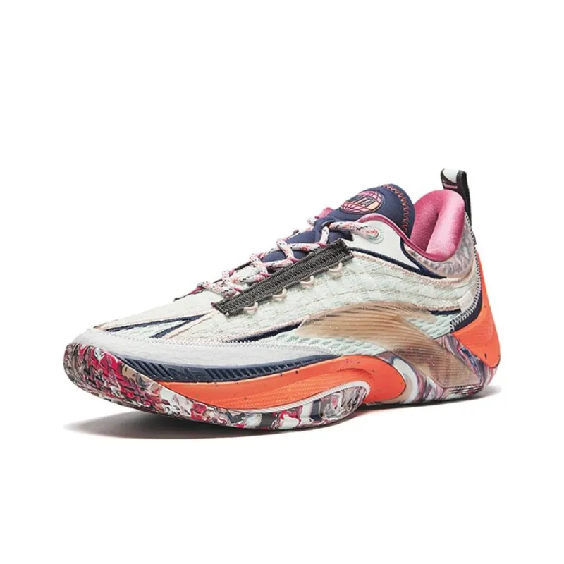 Anta Instantaneous 1 Regeneration Cushioning Wear-Resistant Low-Top Basketball Shoes Men's Green Orange Blue-1