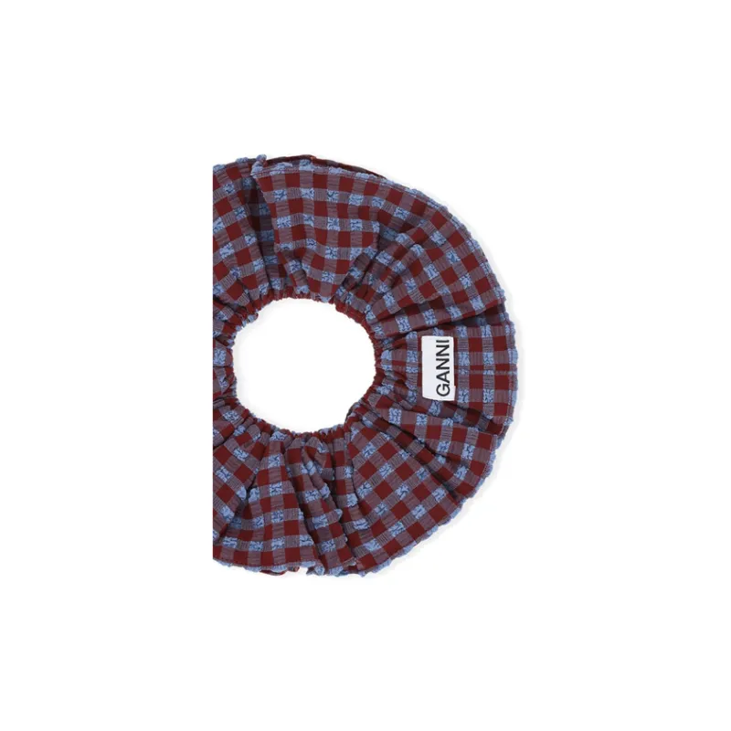 GANNI Checked Seersucker Scrunchie-2