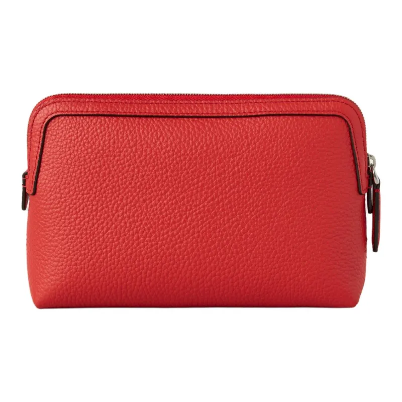 Mulberry Grained Leather Makeup Bag Small Size Women's Mauve Red-2