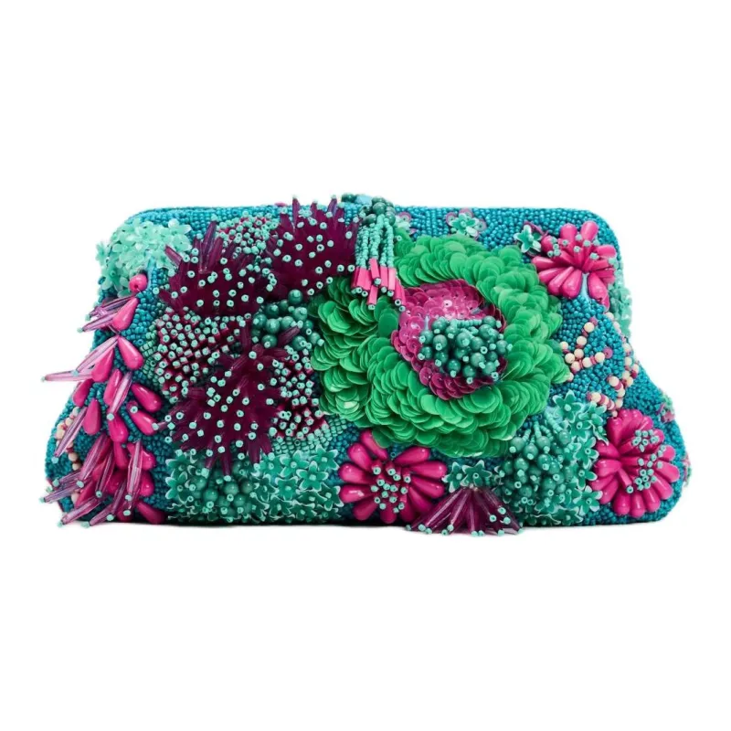 ZARA Polyester One Shoulder Crossbody Clutches Women's Blue & Multicolor-0