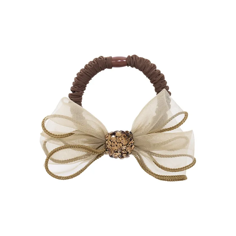 ROYALSASA Silk Chiffon Faux Crystal Hair Tie Women's-1