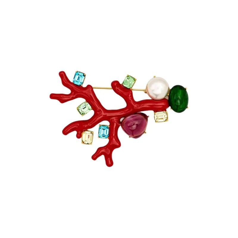 Kenneth Jay Lane Coral Branch Brooch-1
