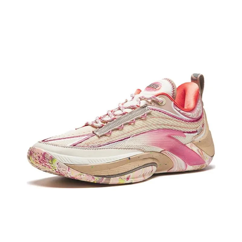 Anta Instant 1 ESG Cushioning Wear-Resistant Low-Top Basketball Shoes Men's Pink Orange-1
