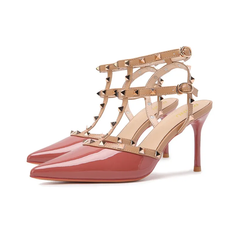 Dunnu Strap Sandals 8.5cm Women's Brick Red-11