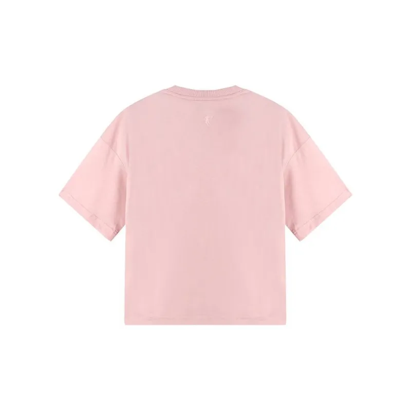 QIAODAN Drop Shoulder Sleeve T Shirt Women's Rubber Pink-1