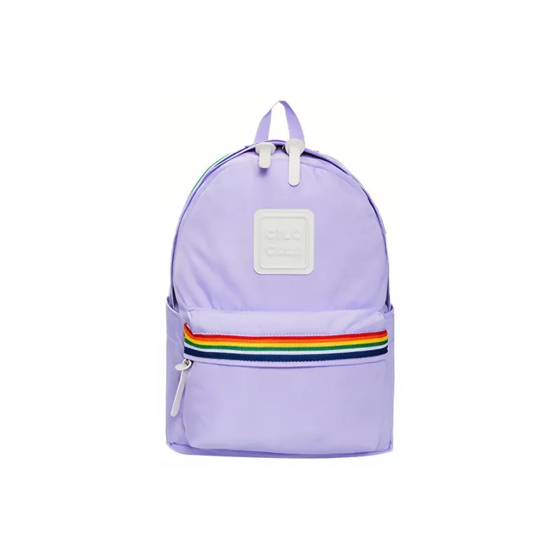 CILOCALA Nylon Fabric Backpack Backpack Regular Unisex Macaron Color Lavender Light Purple-1