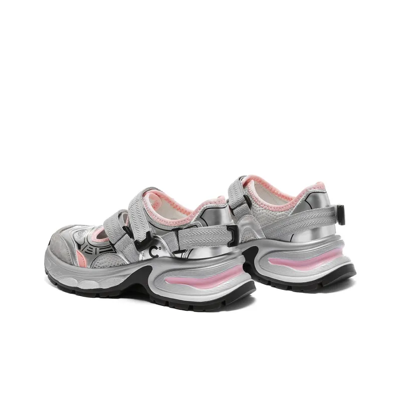 C°BANNER Breathable And Lightweight Low Top Chunky Sneakers Women's Gray Pink-2