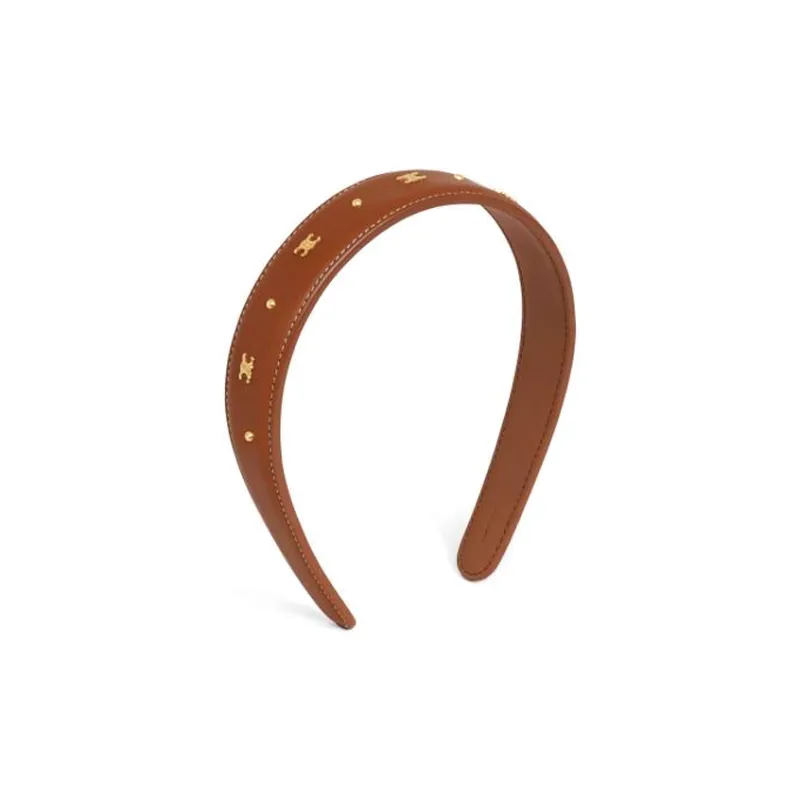 CELINE Headband In Calfskin And Brass With Gold Finish-1