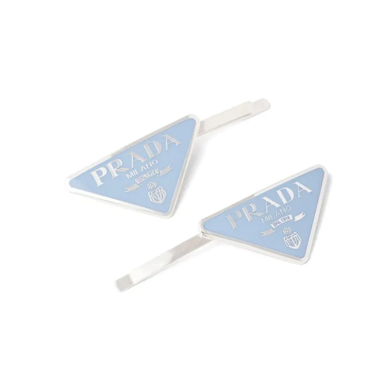 PRADA Triangle Logo Hairclip Set-1