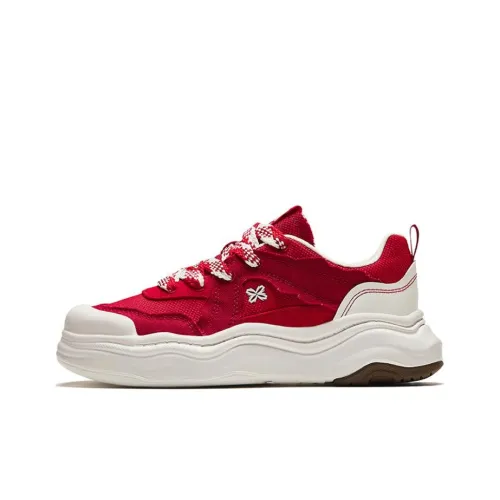 ANTA Life Collection Skateboard Shoes Women's Low-Top Classic Red/Danxia Red/Ivory White