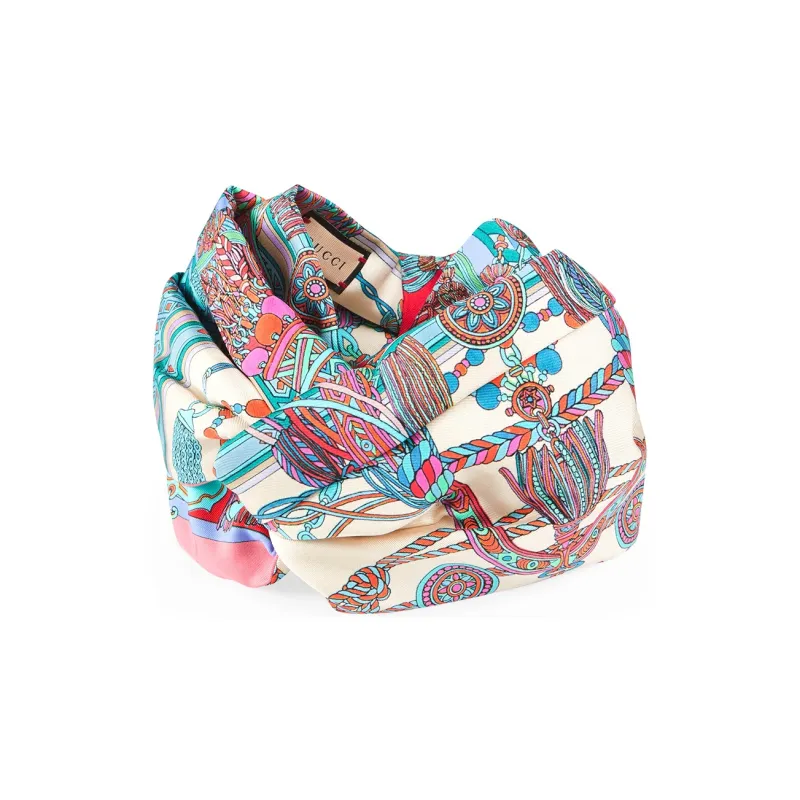 GUCCI Tassel Chain Print Gathered Headband-1