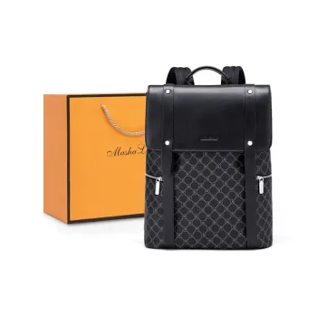 MashaLanti PVC And Synthetic Leather Backpack Regular Men's Gray & Black