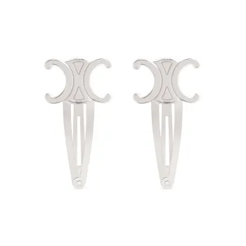 CELINE Set Of 2 Snap Hair Clip In Brass With Rhodium Finish And Steel