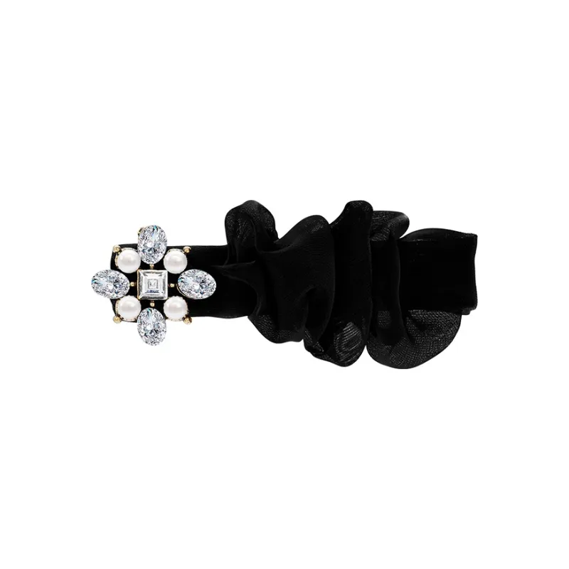 ROYALSASA Silk Chiffon Faux Crystal Faux Pearl Alloy Clip Hair Clips Women's-2