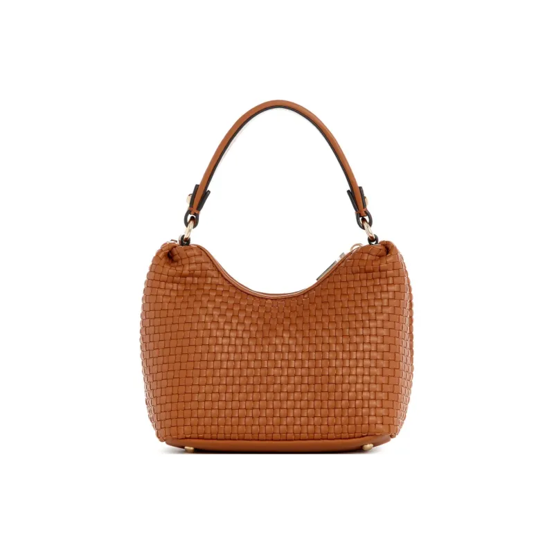 GUESS Faux Leather Hobo Bag, Portable Crossbody Bag, Shoulder Bag Mini Women's Brown-1