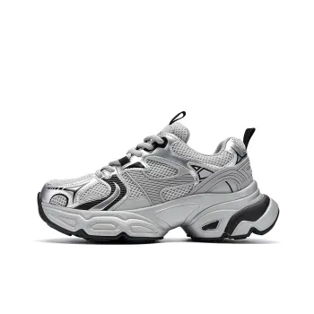 EBLAN Slip Resistant Low Top Chunky Sneakers Women's Silver