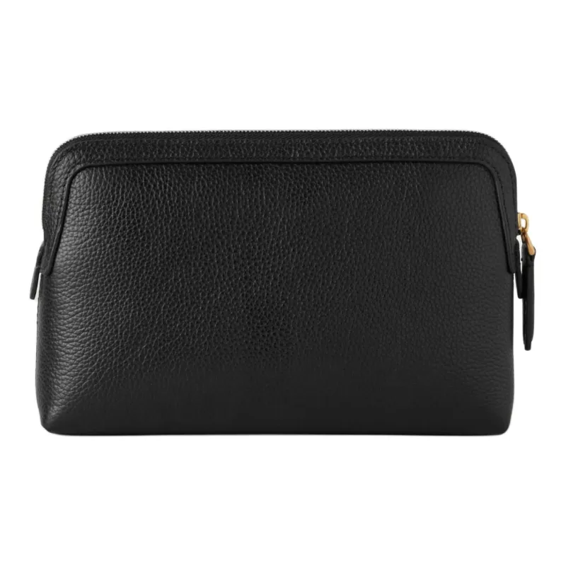 Mulberry Classic Small Grain Leather Makeup Bag Small Size Women's Black-2