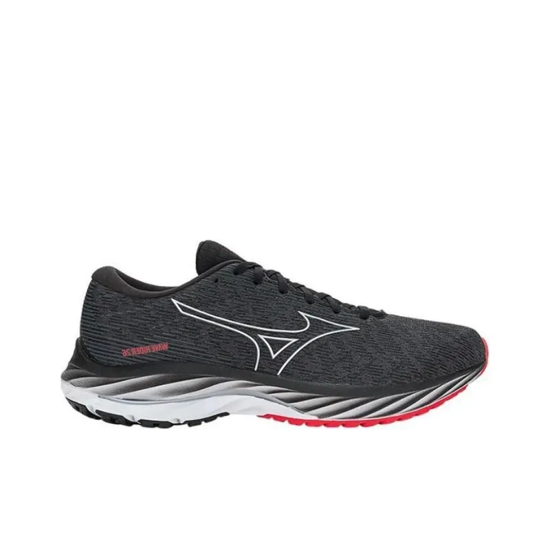 Mizuno Wave Rider 26 Anti Slip Wear Resistant Low Top Running Shoes Unisex Black Red-1