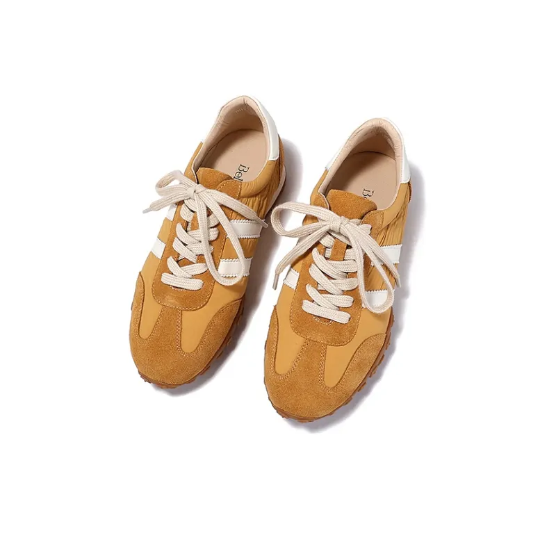 BELLALILY Slip-Resistant Breathable Lightweight Low-Top Casual Shoes Women's Brown White Pink Yellow Navy Blue-18