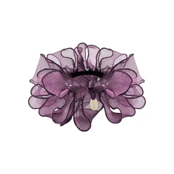ROYALSASA Silk Chiffon Rubber Band Hair Tie Women's