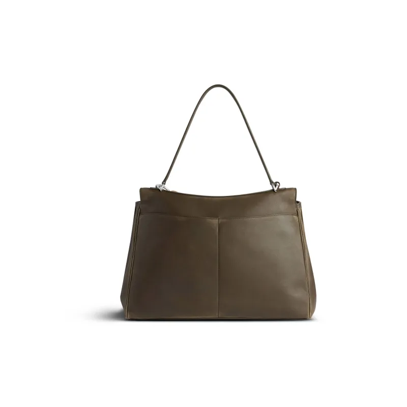 Balenciaga Smooth Calf Leather One Shoulder Handbags Large Size Women's Khaki-4