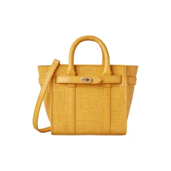 Mulberry Bayswater Matte Crocodile Pattern Leather Shoulder Bag Crossbody Bag Handbag Extra Mini Women's Yellow