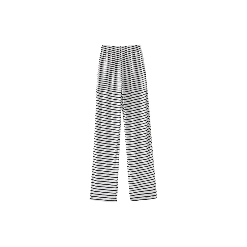 0571 Family Casual Pants Women's White Horizontal Stripes-1