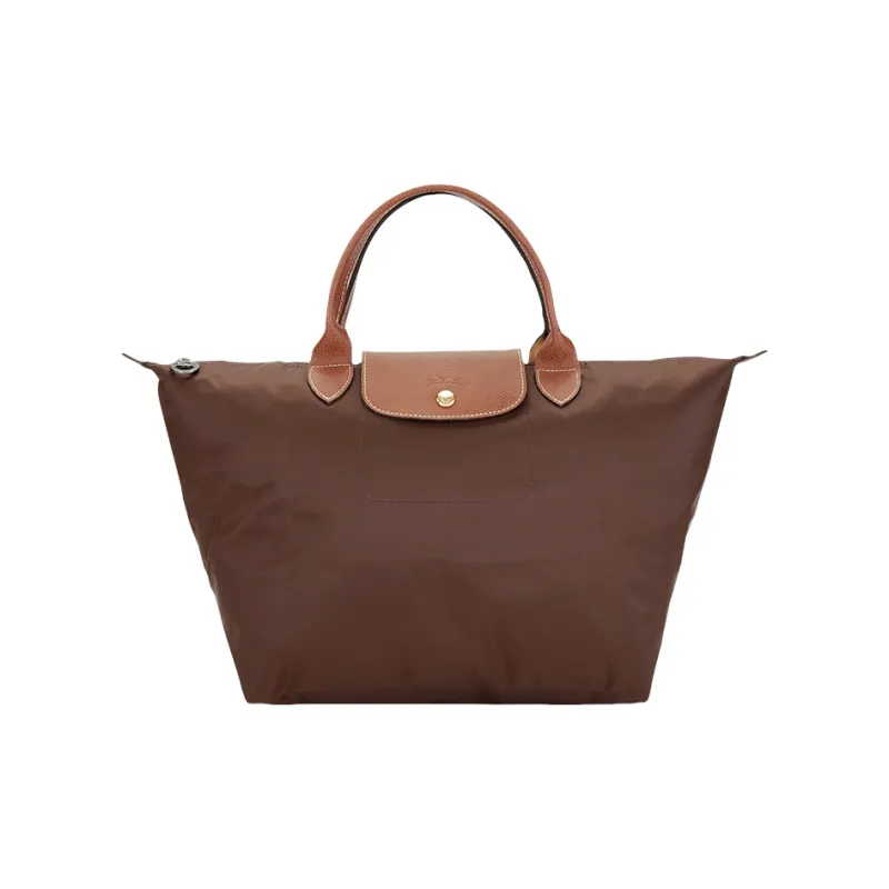 LONGCHAMP Le Pliage Polyamide Canvas With Leather Trim Dumpling Bag Handbags Medium Size Women's Ebony-0