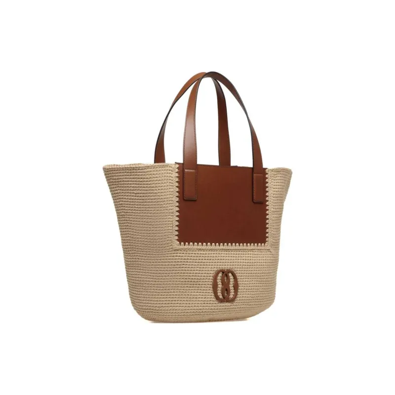 BALLY Logo Plaque Woven Basket Top Handle Bag-1