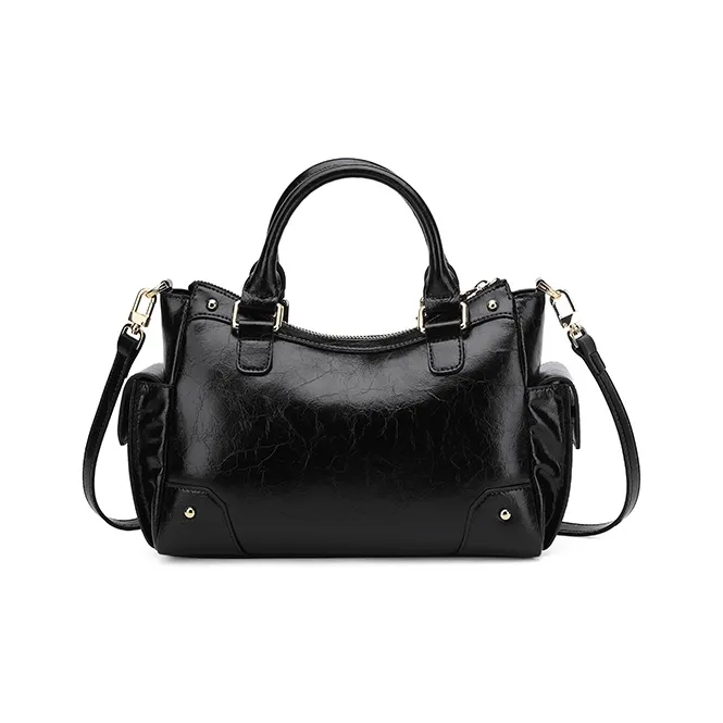 PIERRE CARDIN Oil Wax Cow Leather Shoulder Bag, Crossbody Bag, Handbag Medium Size Women's Black/Brown/Bitter Coffee-2